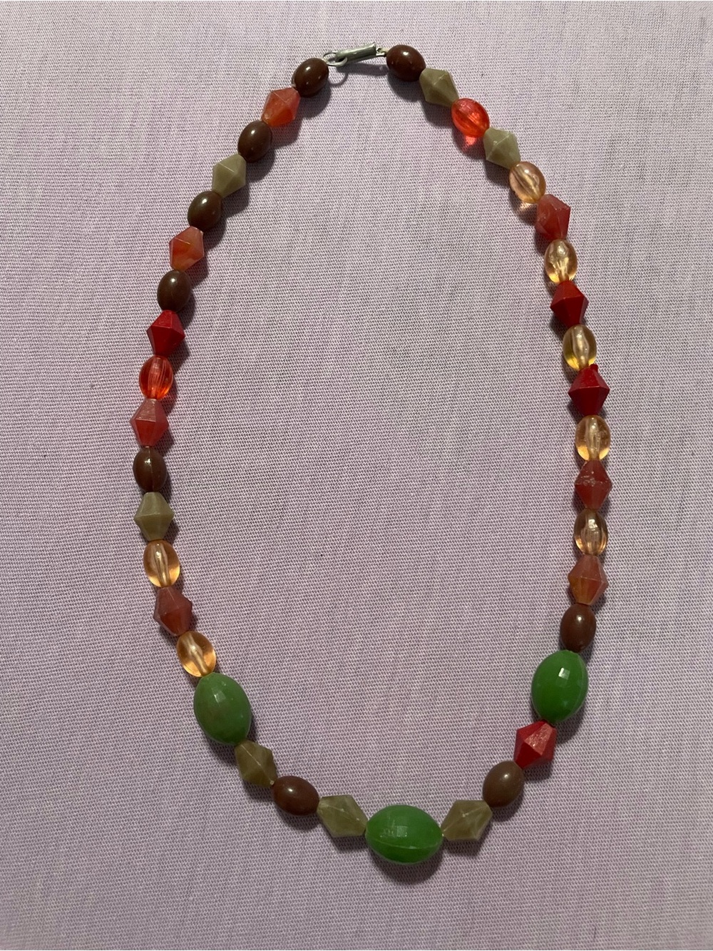 Vintage 1960s Hand-Strung Plastic Mardi Gras Beads Necklace, 16” Choker Length